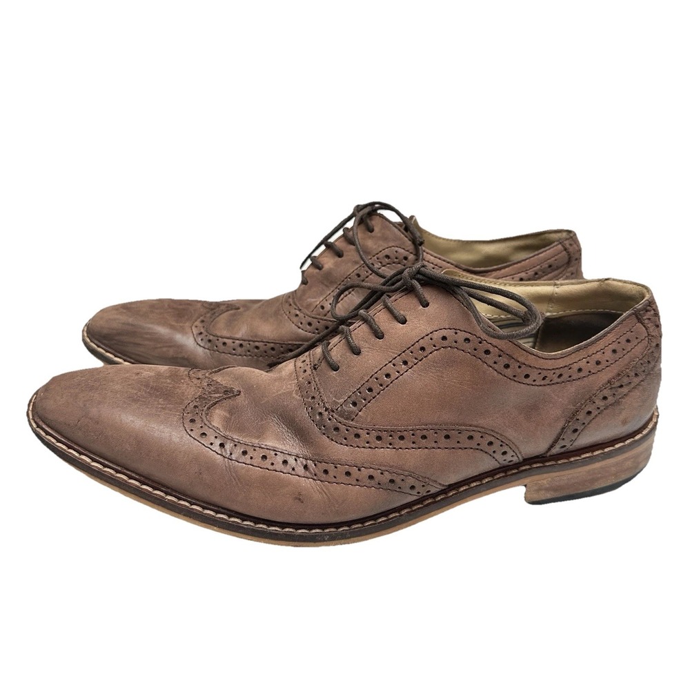 Giorgio‎ Brutini Mens Size 10M Brown Leather Wingtip Oxford Dress Shoes